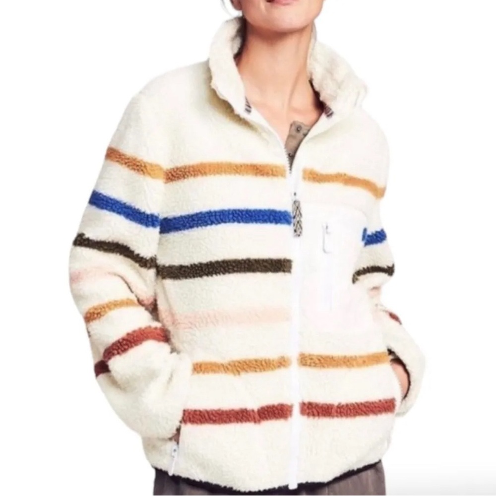 Faherty Dream fleece jacket womens XS striped